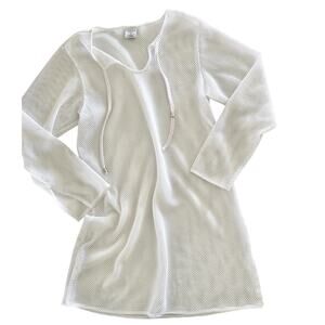 White Mesh Beach Cover Up S Westbound Beach oversized sheer comfort swim wear
